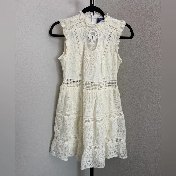 Disney Beauty & The Beast Women’s Ivory Lace Mini Dress w/ Ruffled Keyhole - Picture 2 of 4